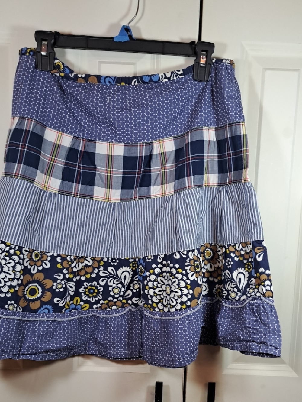 J. Crew Blue Patterned Tiered Cotton Skirt - Picture 4 of 4
